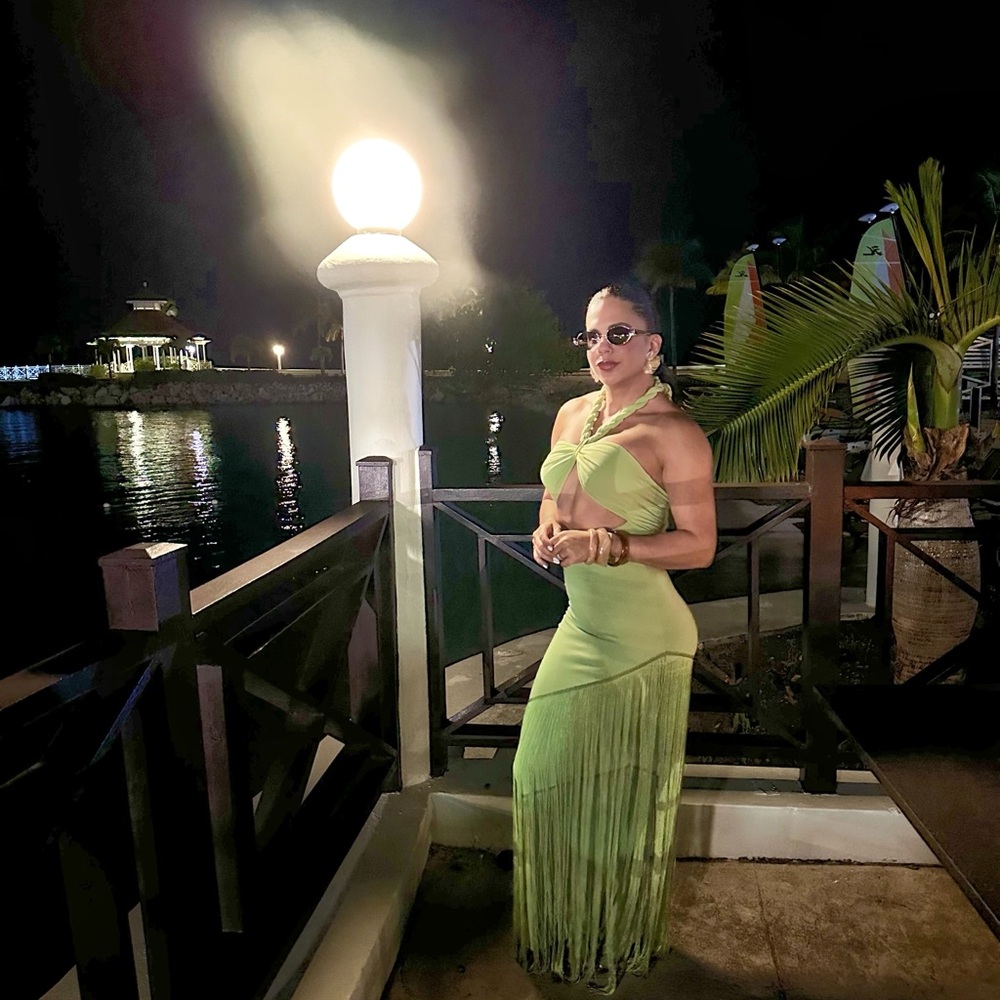 Green Fringe Maxi Dress